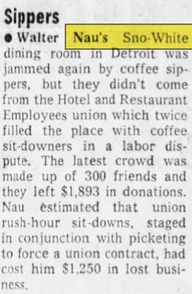 Naus Sno-White Dining Room - Oct 1959 Article On Strike (newer photo)